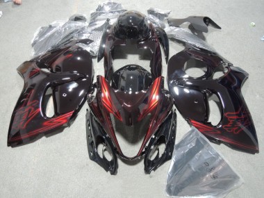 Negro Rojo Kit Carenado Inyección Suzuki GSXR 1300 Hayabusa 08-19