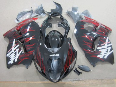 Negro Rojo Llama Plástica Moto Suzuki GSXR 1300 Hayabusa 96-07