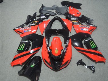 Negro Rojo Touch4 Monster Carenado Moto Kawasaki ZX10R 06-07