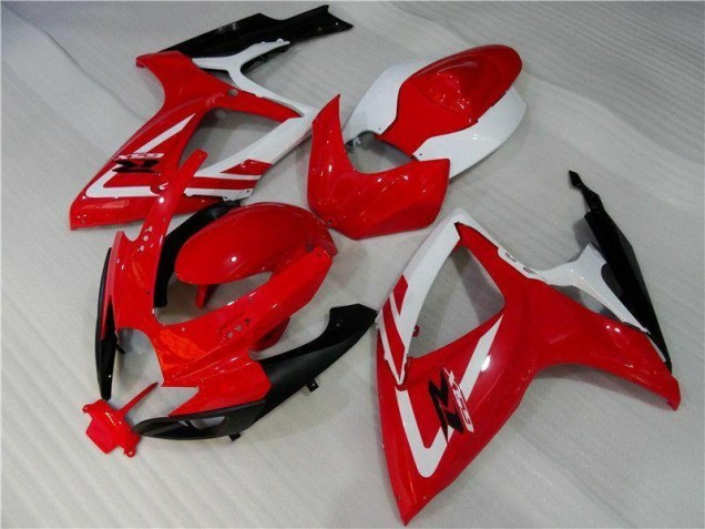 Rojo Blanco Inyección Kits Carenado Moto Suzuki GSXR 600 / 750 K6 06-07