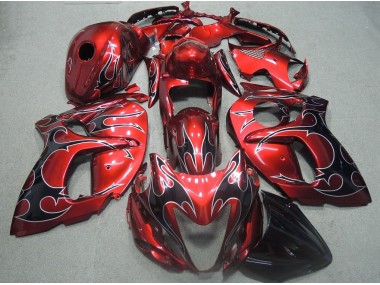 Rojo Negro Llama Carenado Moto Suzuki GSXR 1300 Hayabusa 08-19